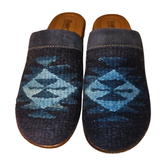 Born NWOT Women’s Size 9 Bandy Blanket Knit Southwest Print Clogs Aztec Blue - Picture 1 of 8